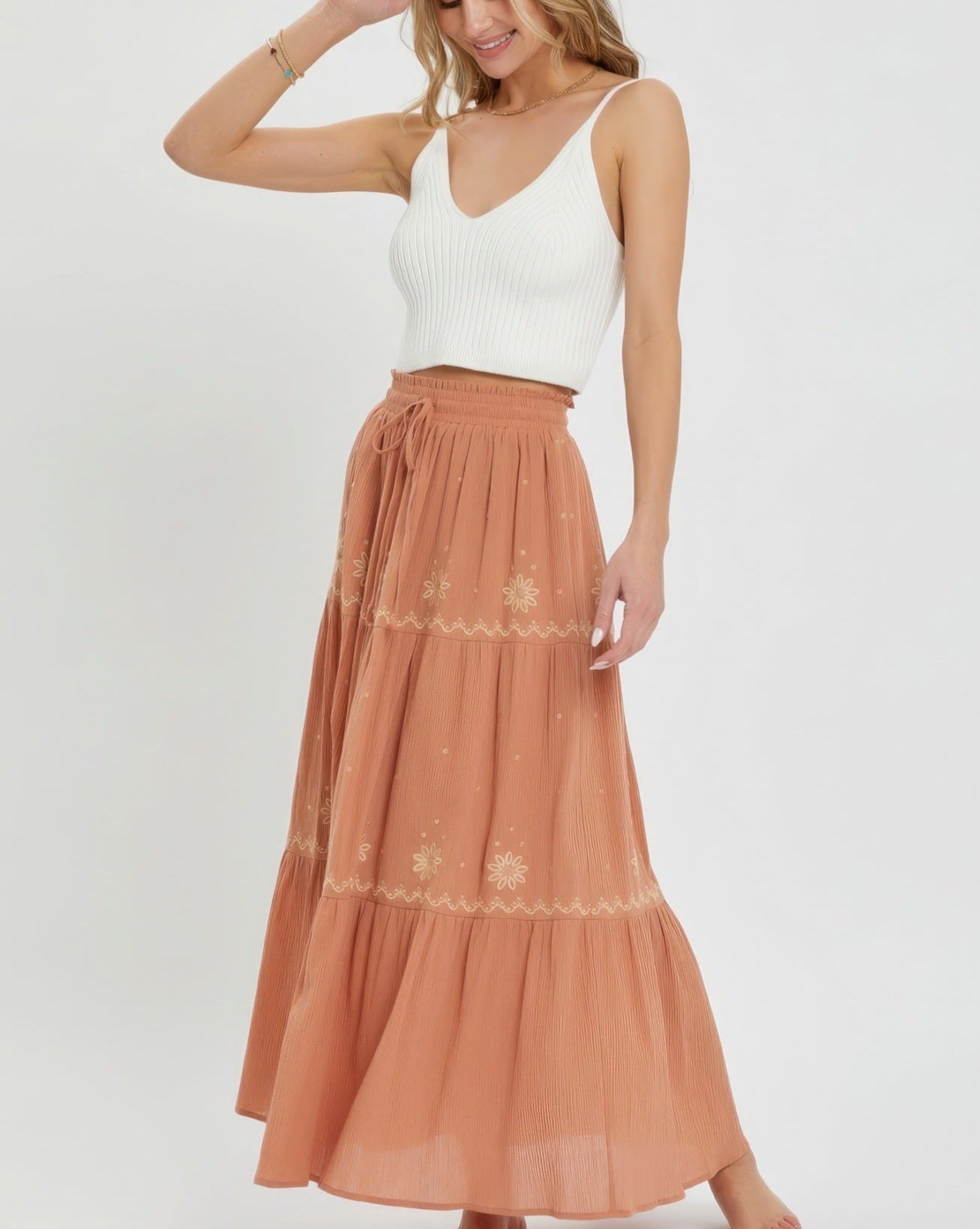 Embroidery Maxi Skirt