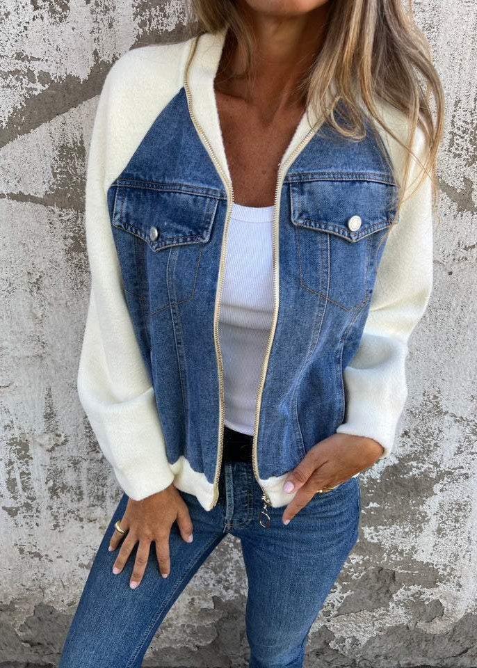 Casual Demin Fleece Jacket